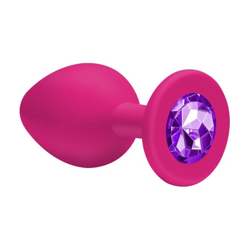Малая розовая анальная пробка Emotions Cutie Small с фиолетовым кристаллом - 7,5 см. в Нальчике