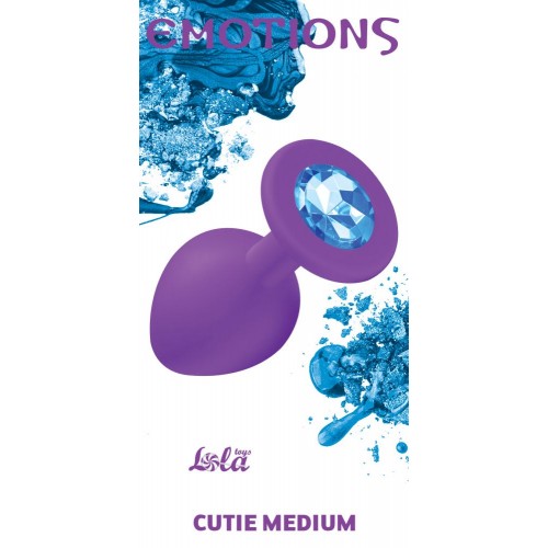 Средняя фиолетовая анальная пробка Emotions Cutie Medium с голубым кристаллом - 8,5 см. в Нальчике